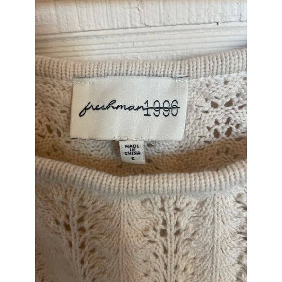 FRESHMAN 1996 Crochet Top Flutter Sleeve Small S - Picture 4 of 6